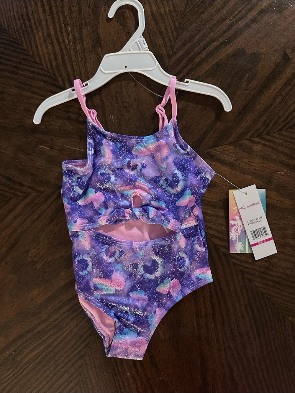 NWT Pink Platinum one piece bathing suit